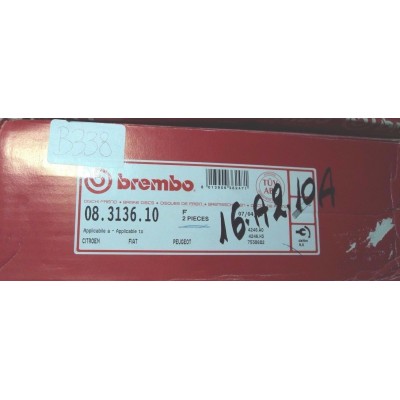 B338 - BREMBO 08.3136.10 COPPIA DISCHI FRENO FIAT DUCATO CITROEN PEUGEOT BOXER