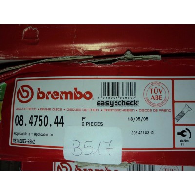 B517A - BREMBO 08.4750.44 COPPIA DISCHI FRENO ANTERIORI MERCEDES 2024210212 W202