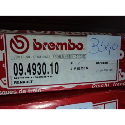 B540 - BREMBO 09.4930.10 COPPIA DISCHI FRENO ANTERIORI 7700758901 RENAULT 21 