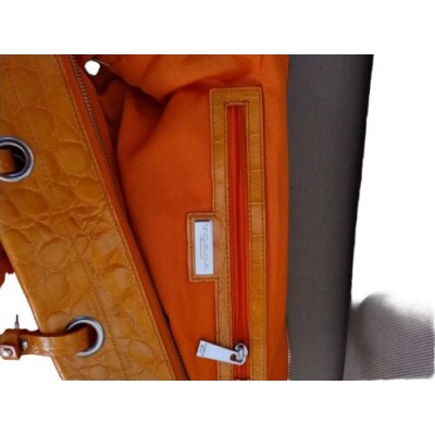 BORSA Grande DONNA TOSCA BLU Bag Fiocco Orange Tessuto E Pelle Di Bovino -3