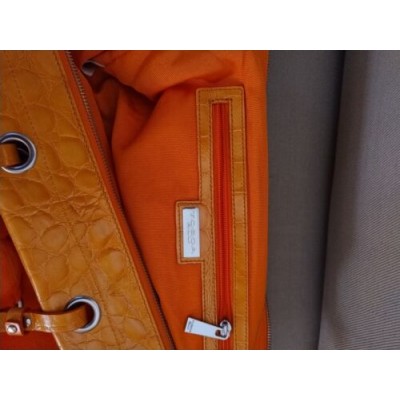 BORSA Grande DONNA TOSCA BLU Bag Fiocco Orange Tessuto E Pelle Di Bovino -2