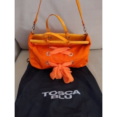 BORSA Grande DONNA TOSCA BLU Bag Fiocco Orange Tessuto E Pelle Di Bovino -1