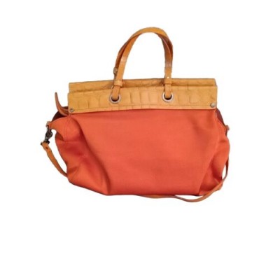 BORSA Grande DONNA TOSCA BLU Bag Fiocco Orange Tessuto E Pelle Di Bovino -6