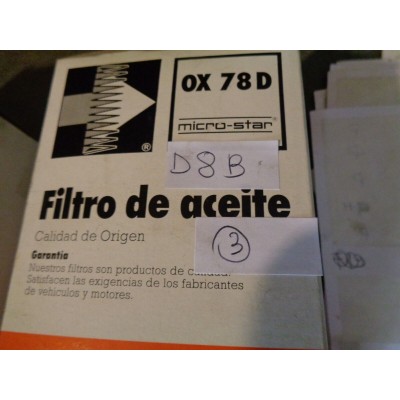 D8B XX - FILTRO OLIO OIL FILTER OX78D MERCEDES W123 200D 220D 240D TD 300D-0