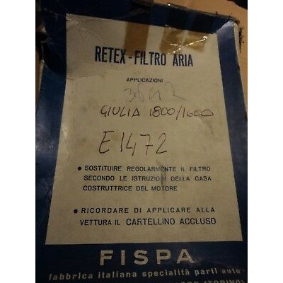 E1472 - FILTRO ARIA AIR FILTER ALFA ROMEO GIULIA 1600 1800 FISPA-0