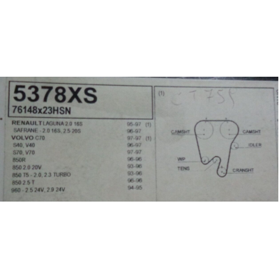 E774Ai -- CINGHIA 5378XS RENAULT LAGUNA SAFRANE 2.0 VOLVO 850 960 S40 S70 V70