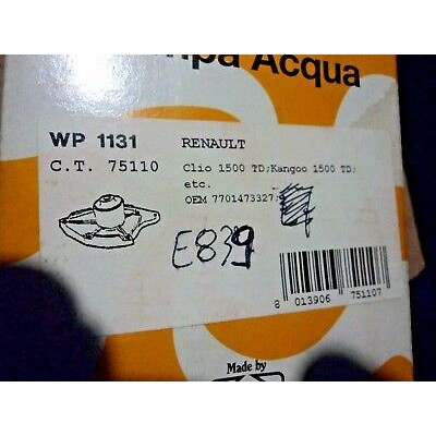 E839 - WATER PUMP - POMPA ACQUA - WP1131 RENAULT CLIO 1500 TD KANGOO 7701473327-0