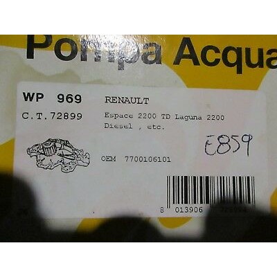 E859 - POMPA ACQUA WATER PUMP WP969 RENAULT ESPACE LAGUNA 2200 2.2 DIESEL D TD-0