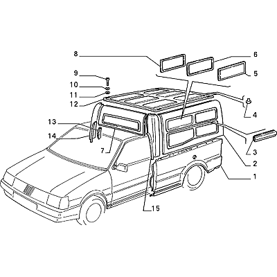 F1690 - RIVESTIMENTO LAMIERATO FIAT FIORINO ORIGINALE 7590749 - FIG. 7-2