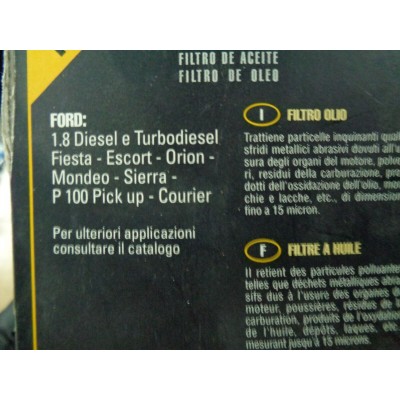 M10074 - FILTRO OLIO OIL FILTER R351 FORD 1.8 DIESEL E TURBO D FIESTA ESCORT-0