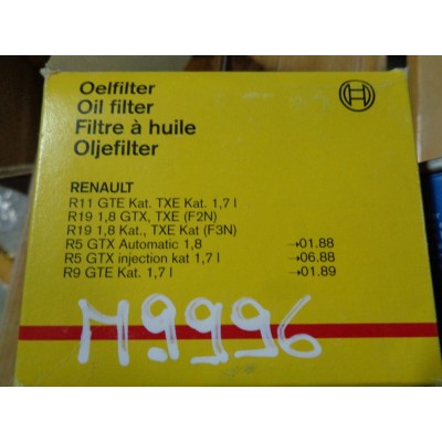 M9996 - FILTRO OLIO OIL FILTER BOSCH RENAULT R11 GTE R19 1.8 R5 GTX R9 GTE-0