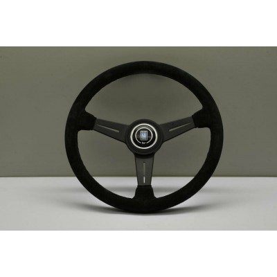 VOLANTE NARDI - IN PELLE NERA SCAMOSCIATA E RAZZE NERE - Ø 360mm 6061.36.2081